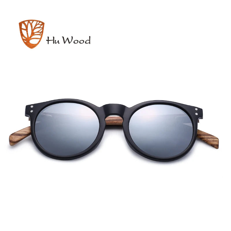 Óculos de Sol Wood Espelhado Redondo Polarizado UV400 Unissex