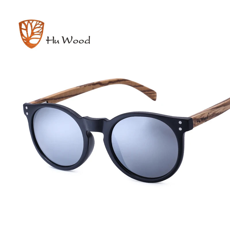 Óculos de Sol Wood Espelhado Redondo Polarizado UV400 Unissex