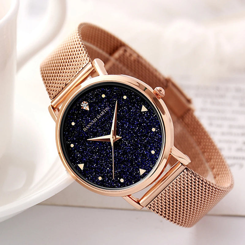 Relógio Feminino Strass Estrelado em Quartzo