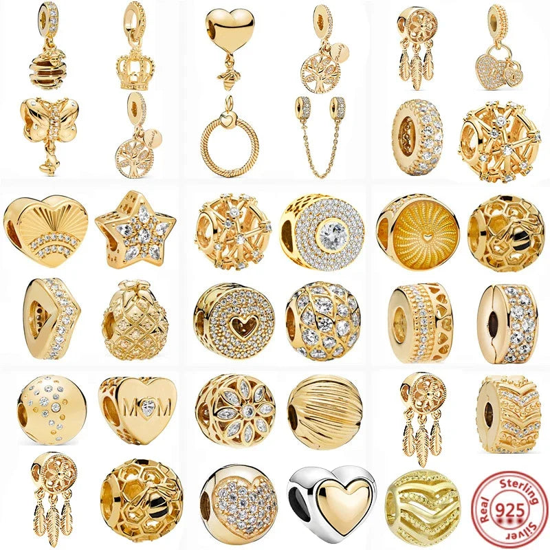 Pingente de Pulseira Pandora Ouro e Prata 925