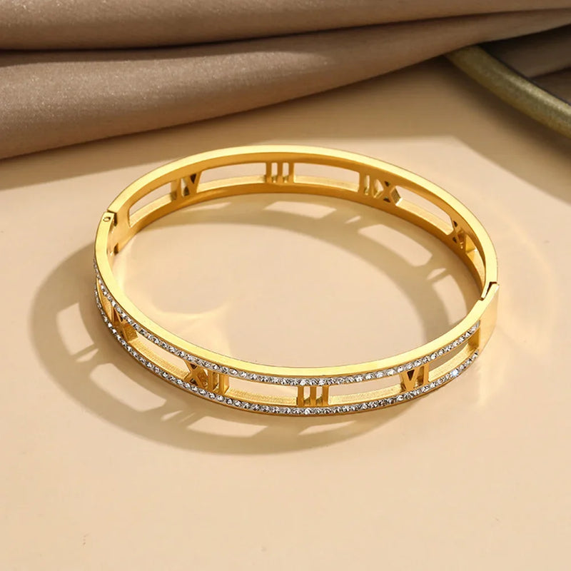 Bracelete de cristal com numerais romanos