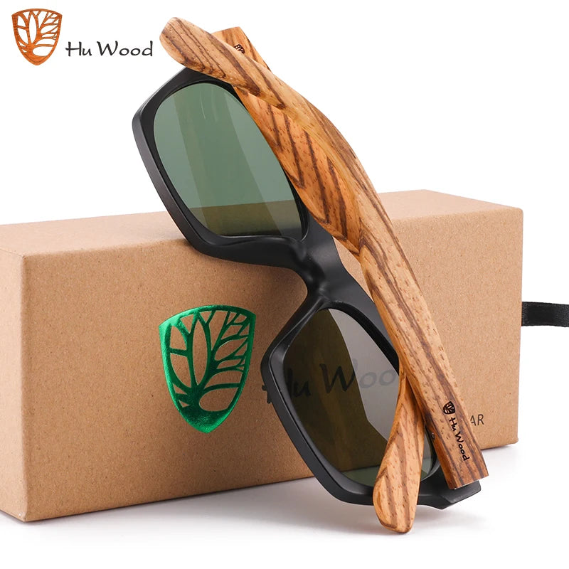 óculos de Sol Wood Quadrado Polarizado UV400 Zebra Unissex