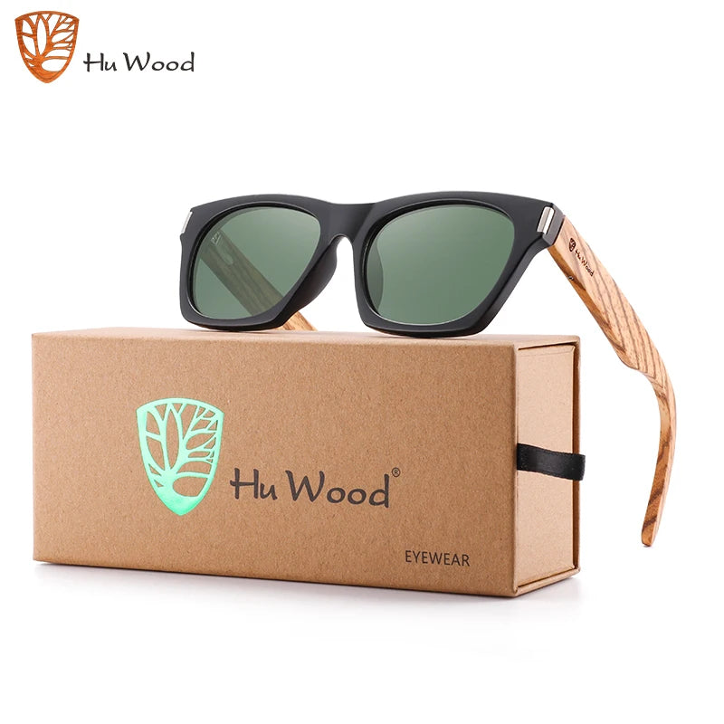 óculos de Sol Wood Quadrado Polarizado UV400 Zebra Unissex