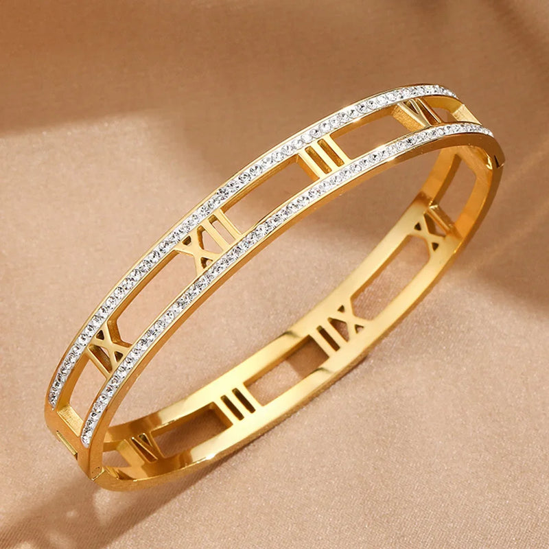 Bracelete de cristal com numerais romanos